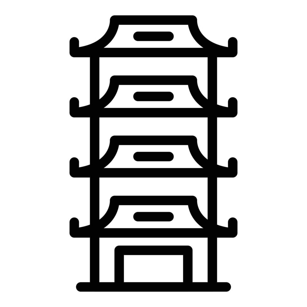 vector de contorno de icono de pagoda. edificio chino