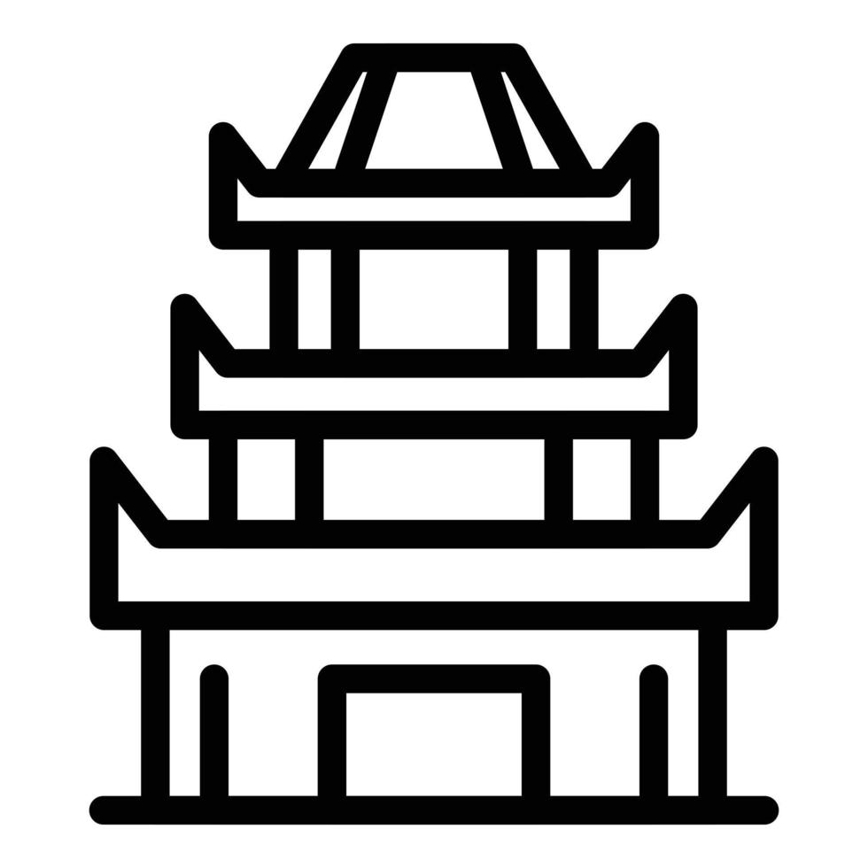 vector de contorno de icono de pagoda antigua. edificio chino