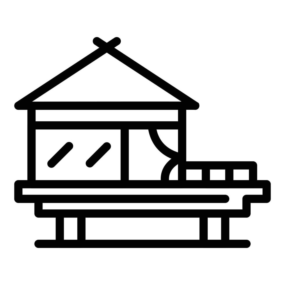vector de contorno de icono de bungalow. cabaña de la casa