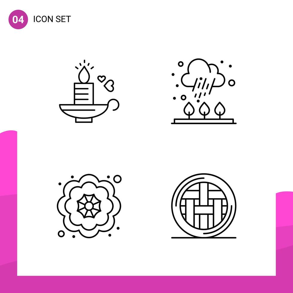Outline Icon set Pack of 4 Line Icons isolated on White Background for responsive Website Design Print and Mobile Applications Creative Black Icon vector background