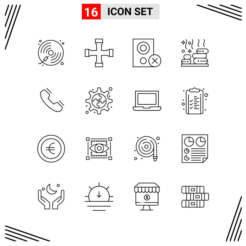 16 Icons Line Style. Grid Based Creative Outline Symbols for Website Design. Simple Line Icon Signs Isolated on White Background. 16 Icon Set. vector
