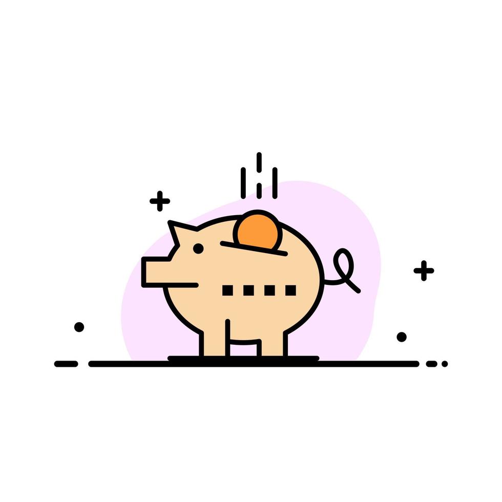 Piggybank Economy Piggy Safe Savings  Business Flat Line Filled Icon Vector Banner Template