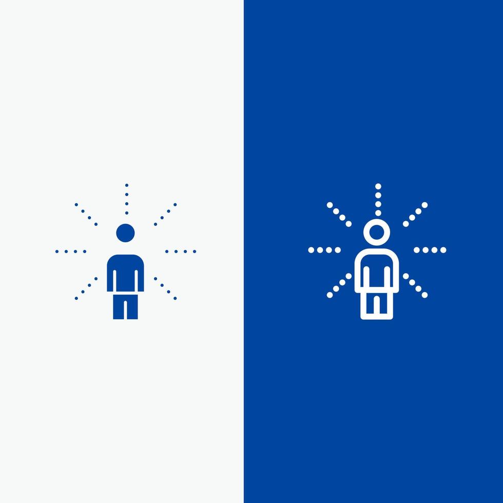 Awareness Feel Human Perception Sense Line and Glyph Solid icon Blue banner Line and Glyph Solid icon Blue banner vector