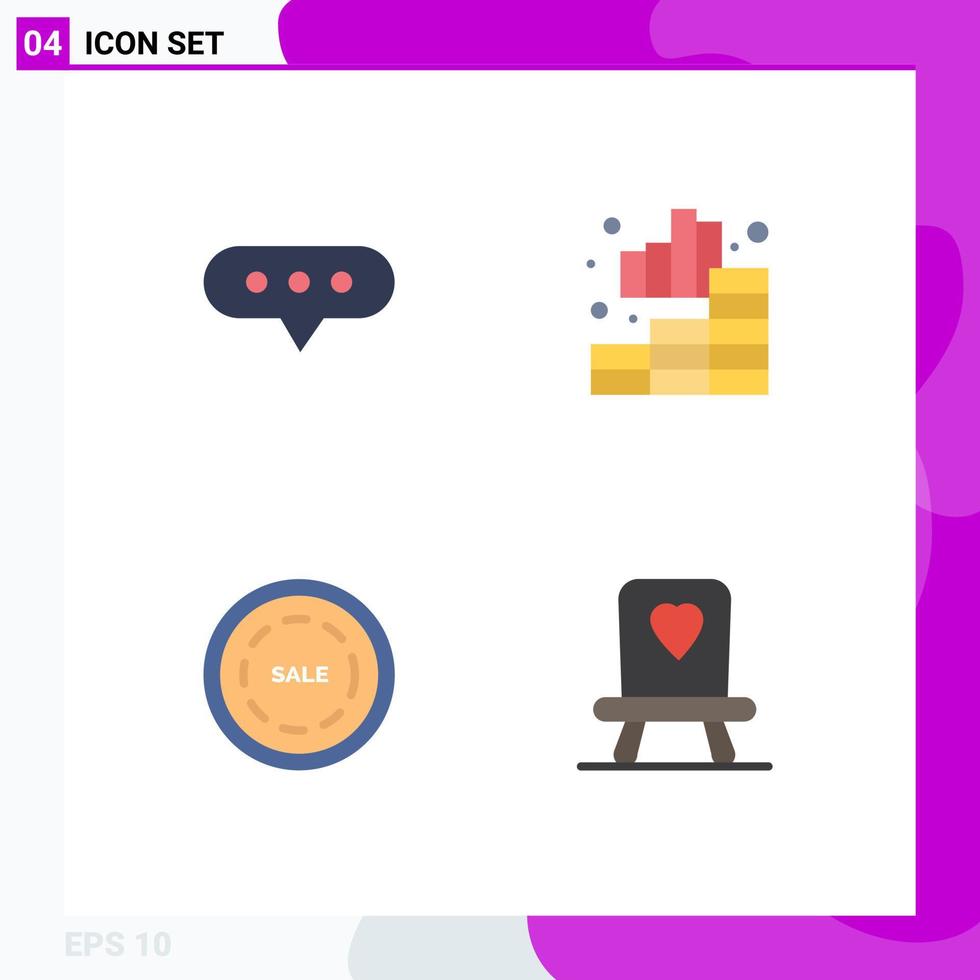 Modern Set of 4 Flat Icons and symbols such as bubble shop analytics graph baby Editable Vector Design Elements