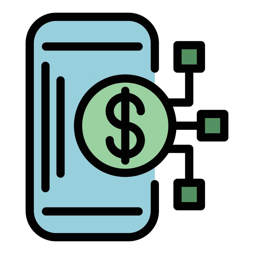 Banking card mobile icon color outline vector