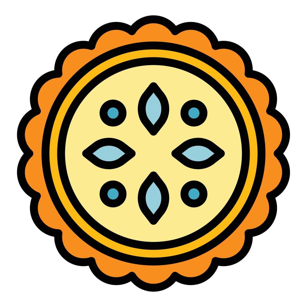 Top view apple pie icon color outline vector