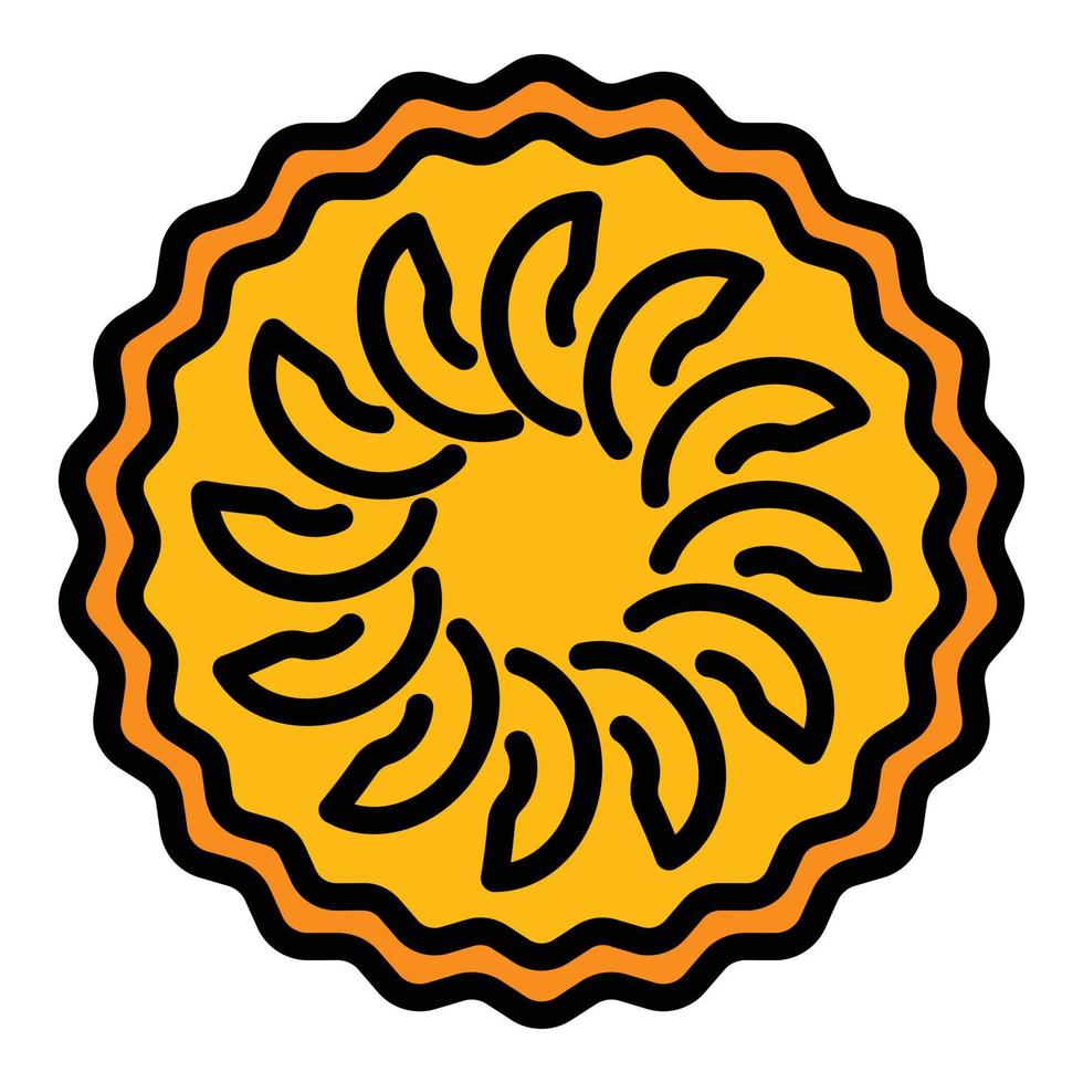 Slice apple pie icon color outline vector