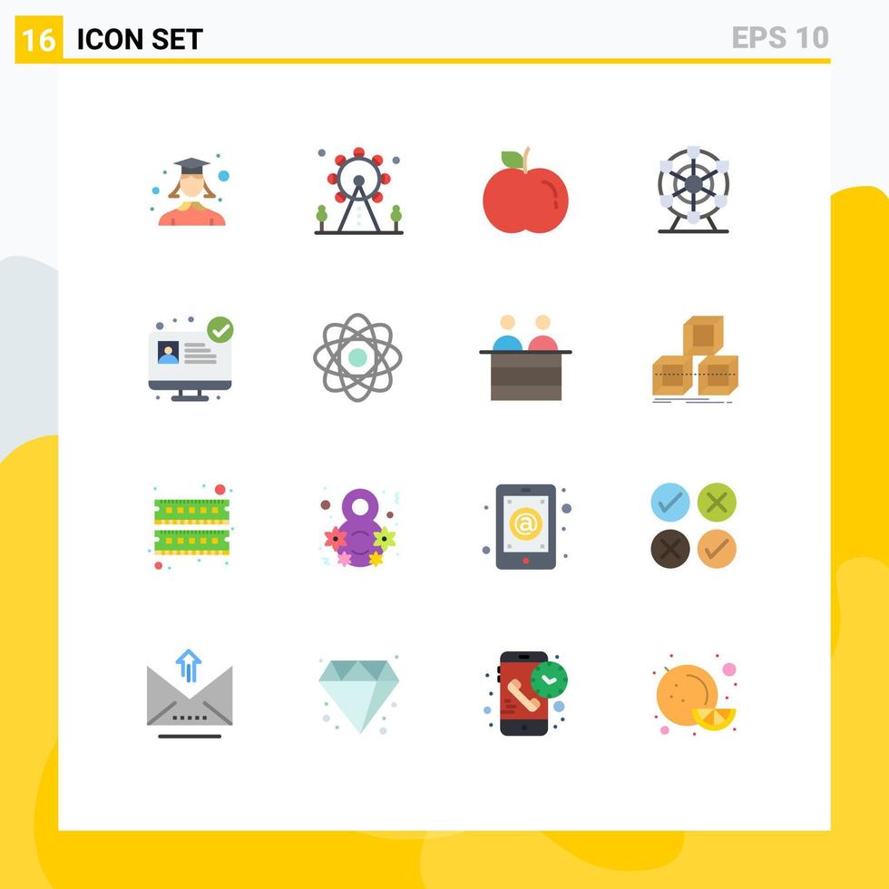 Set of 16 Vector Flat Colors on Grid for biochemistry medical consulting apple medical app wheel Editable Pack of Creative Vector Design Elements