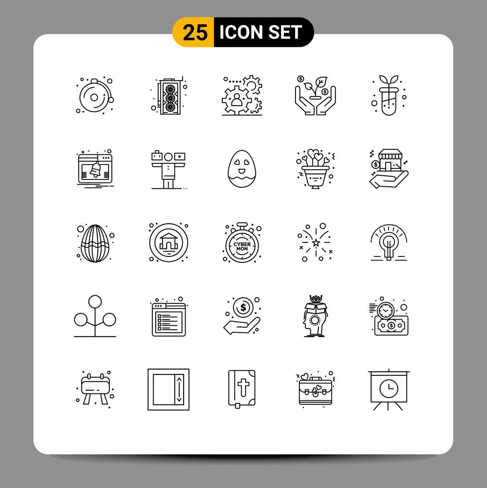 paquete de iconos de vector de stock de 25 signos y símbolos de línea para la producción de biología web elementos de diseño de vector editables de inversión biológica