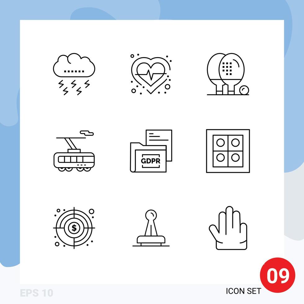 9 iconos creativos signos y símbolos modernos de transporte control inteligente juego inteligente elementos de diseño vectorial editables vector