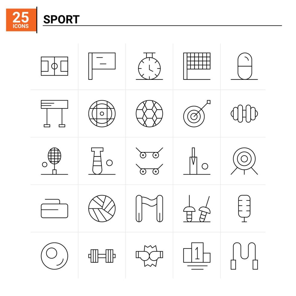 25 deporte icono conjunto vector fondo