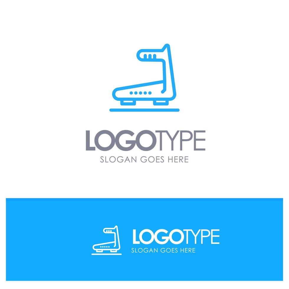 Machine Running Track Treadmill Blue outLine Logo with place for tagline vector
