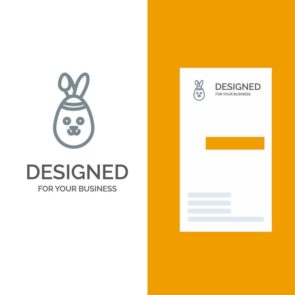 Rabbit Easter Bunny Grey Logo Design and Business Card Template vector