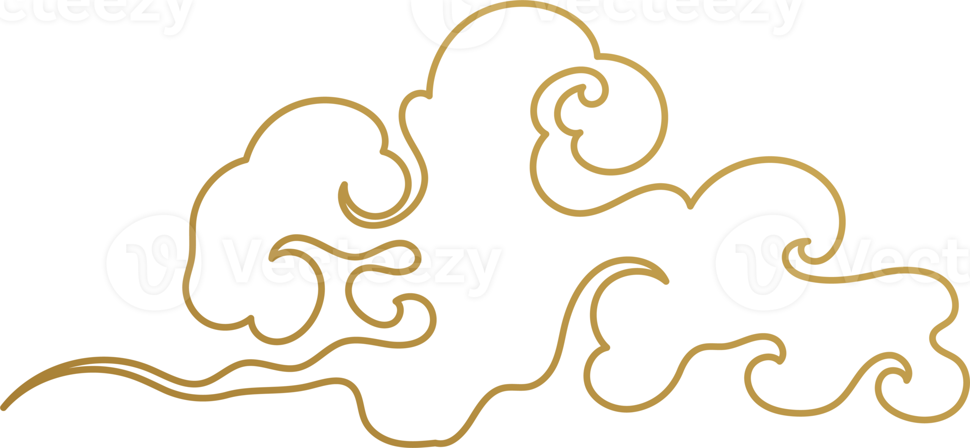 Chinese Cloud Gold Outline png