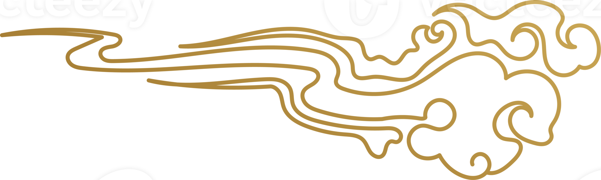 Chinese Cloud Gold Outline png