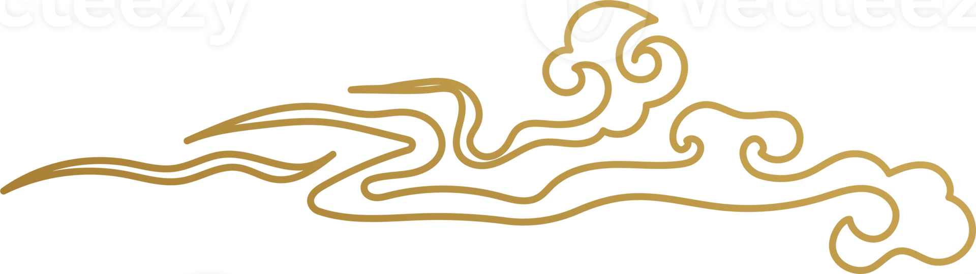 Chinese Cloud Gold Outline png