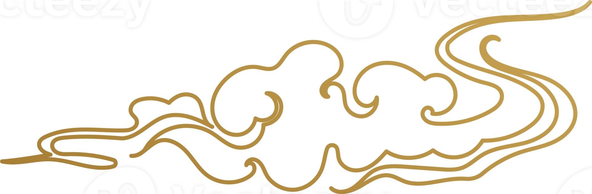 Chinese Cloud Gold Outline png