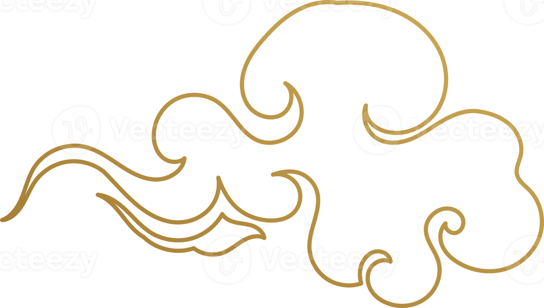 Chinese Cloud Gold Outline png