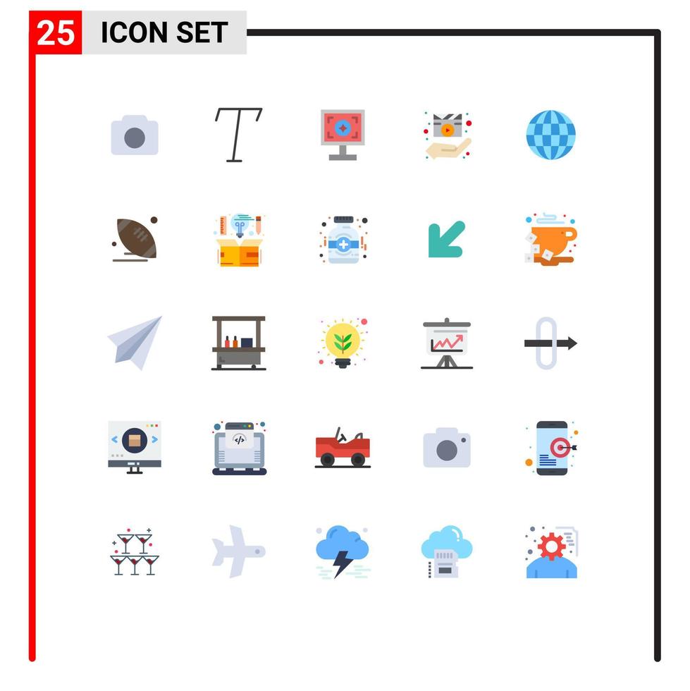 grupo de símbolos de iconos universales de 25 colores planos modernos de diseño de globo web manos de película elementos de diseño vectorial editables vector