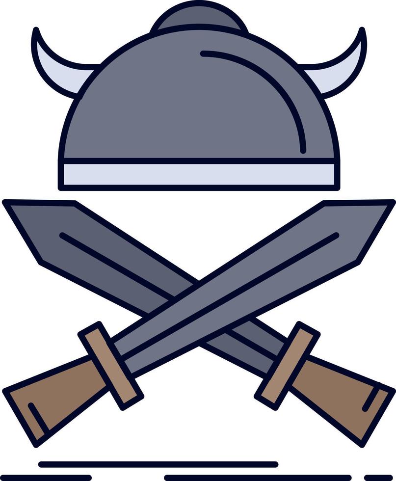 emblema de batalla guerrero vikingo espadas color plano icono vector