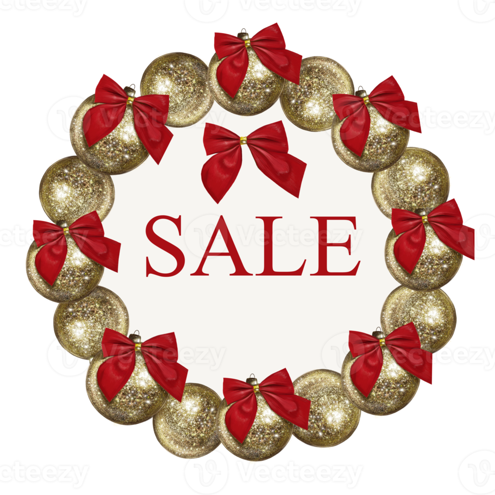 sale in a round frame made of christmas decor png