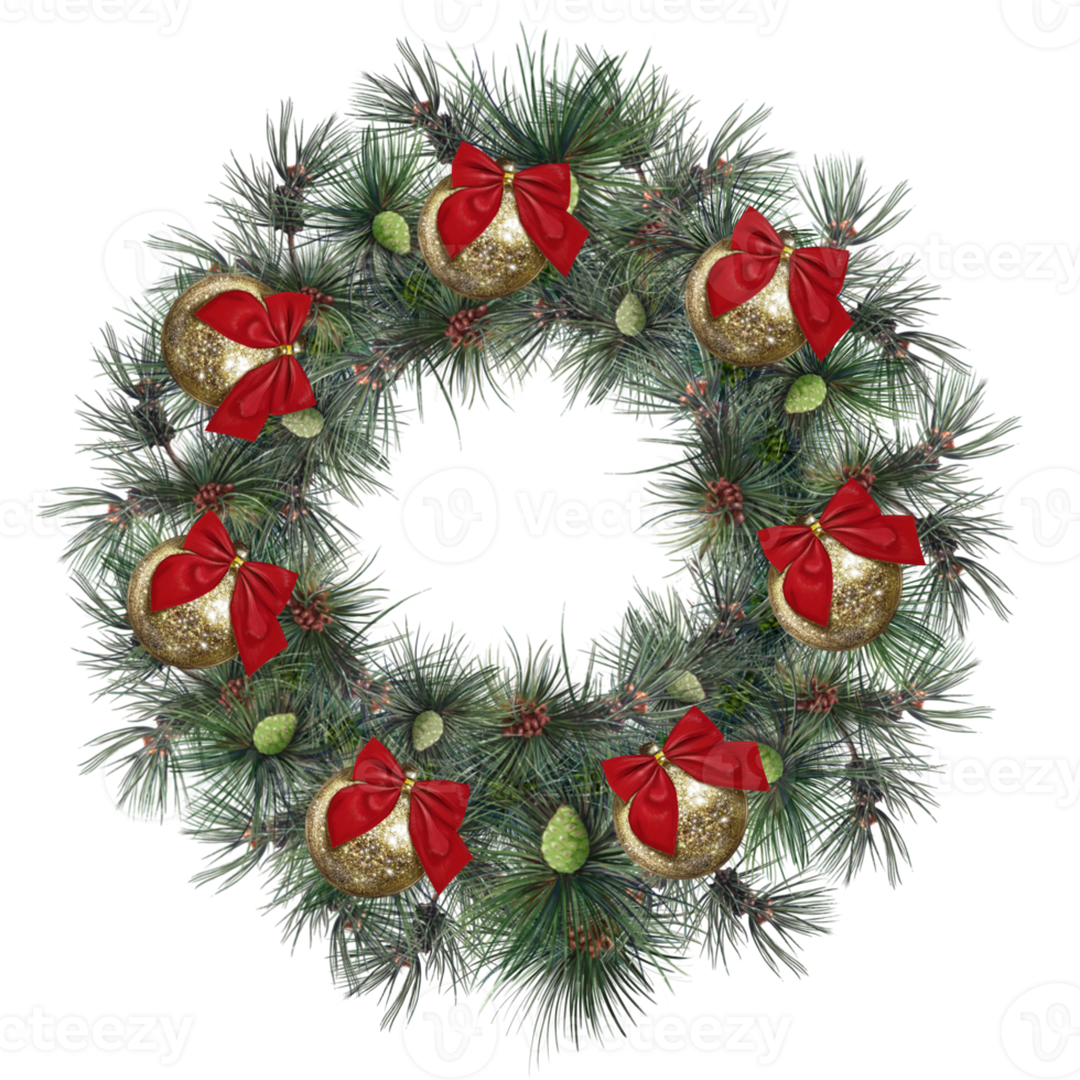 frame of Christmas Balls and spruce branches with cones png