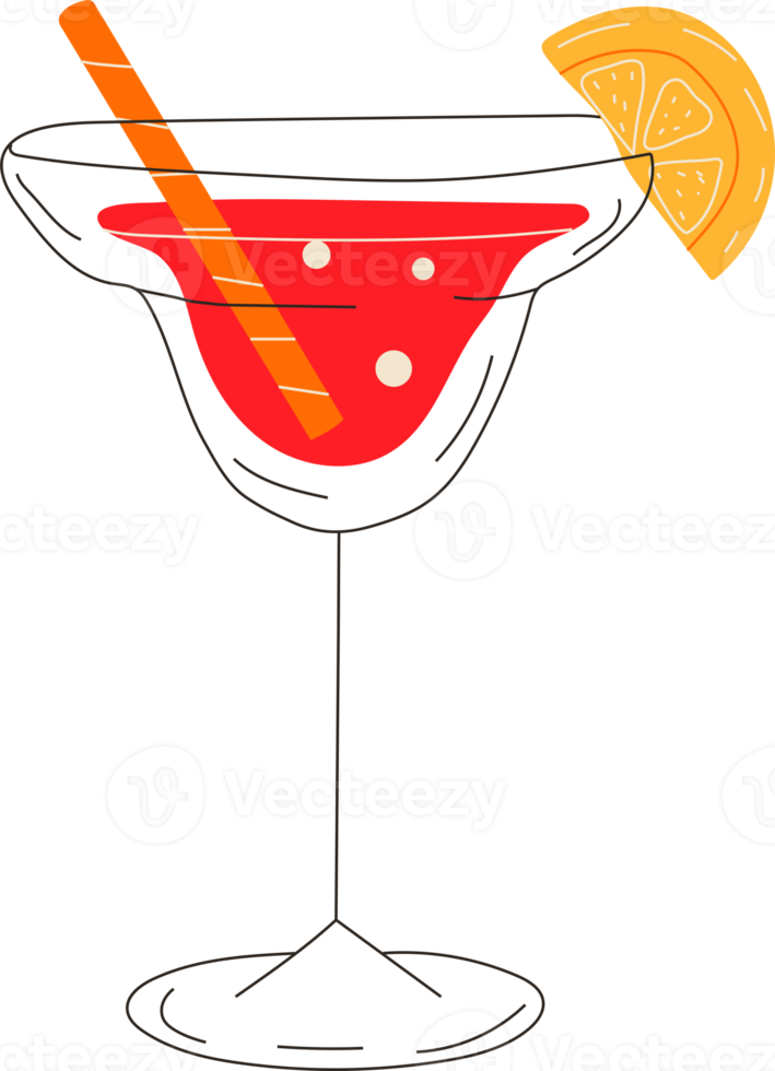 alkoholischer cocktail mit erdbeeren. alle Elemente sind isoliert png