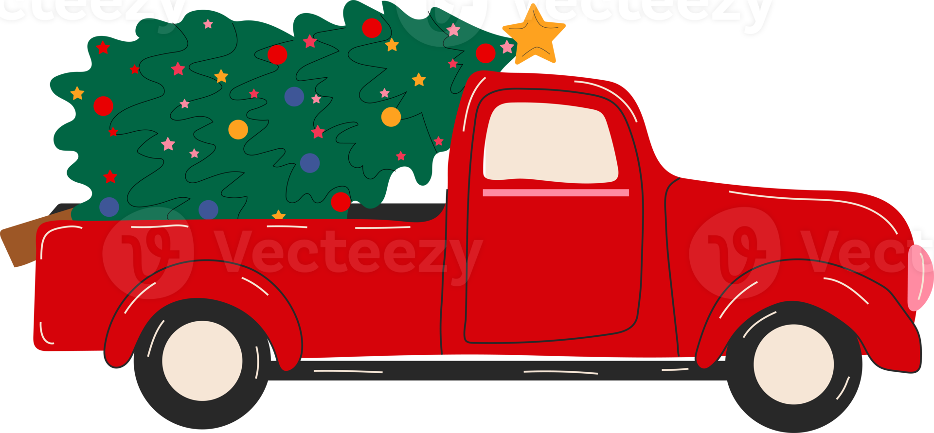 Red truck with christmas tree template clearance