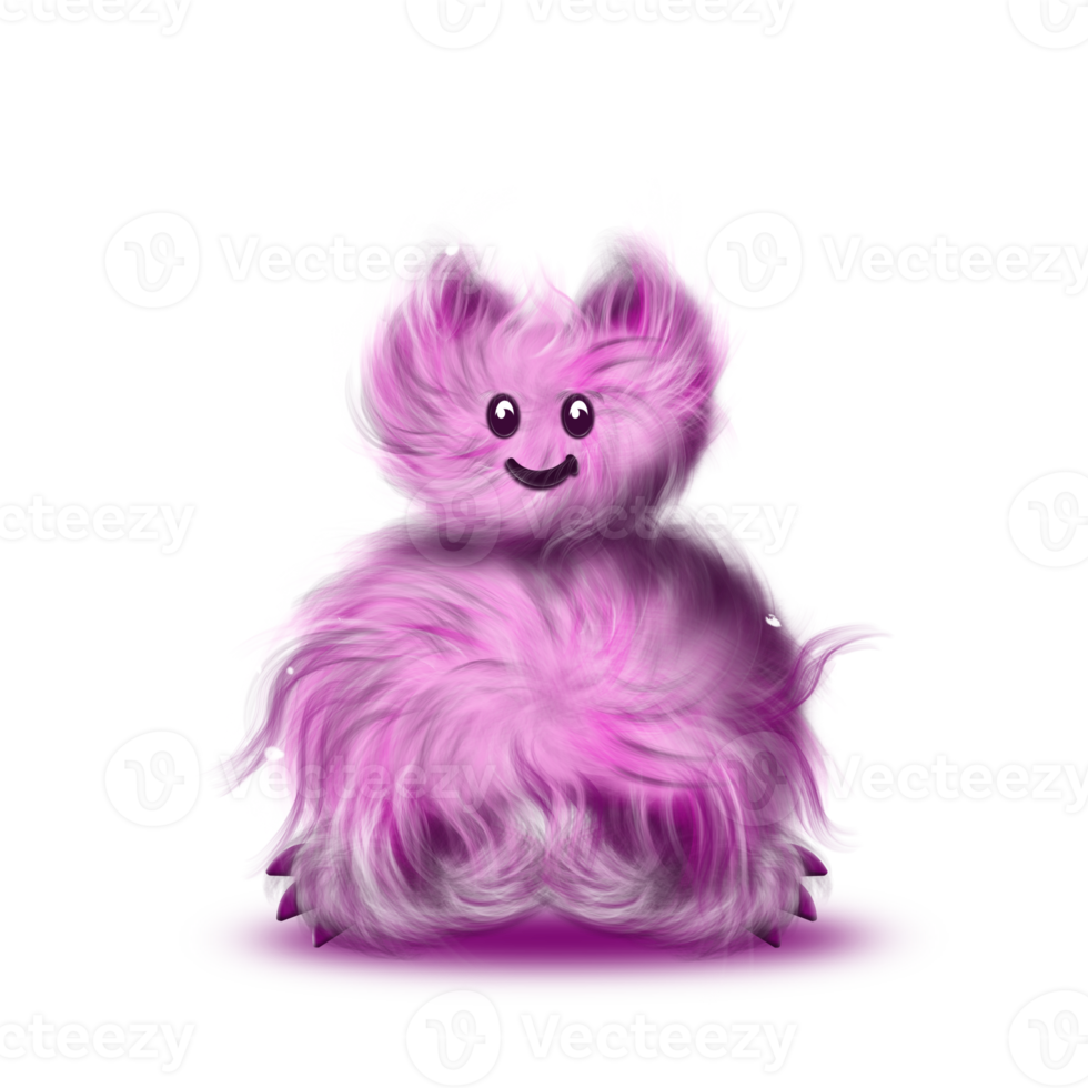 Fluffy pink monster and snowfall character design png