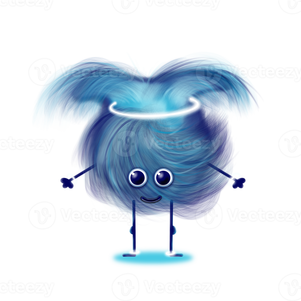 Fluffy disco monster with accessories with splashes on a background png