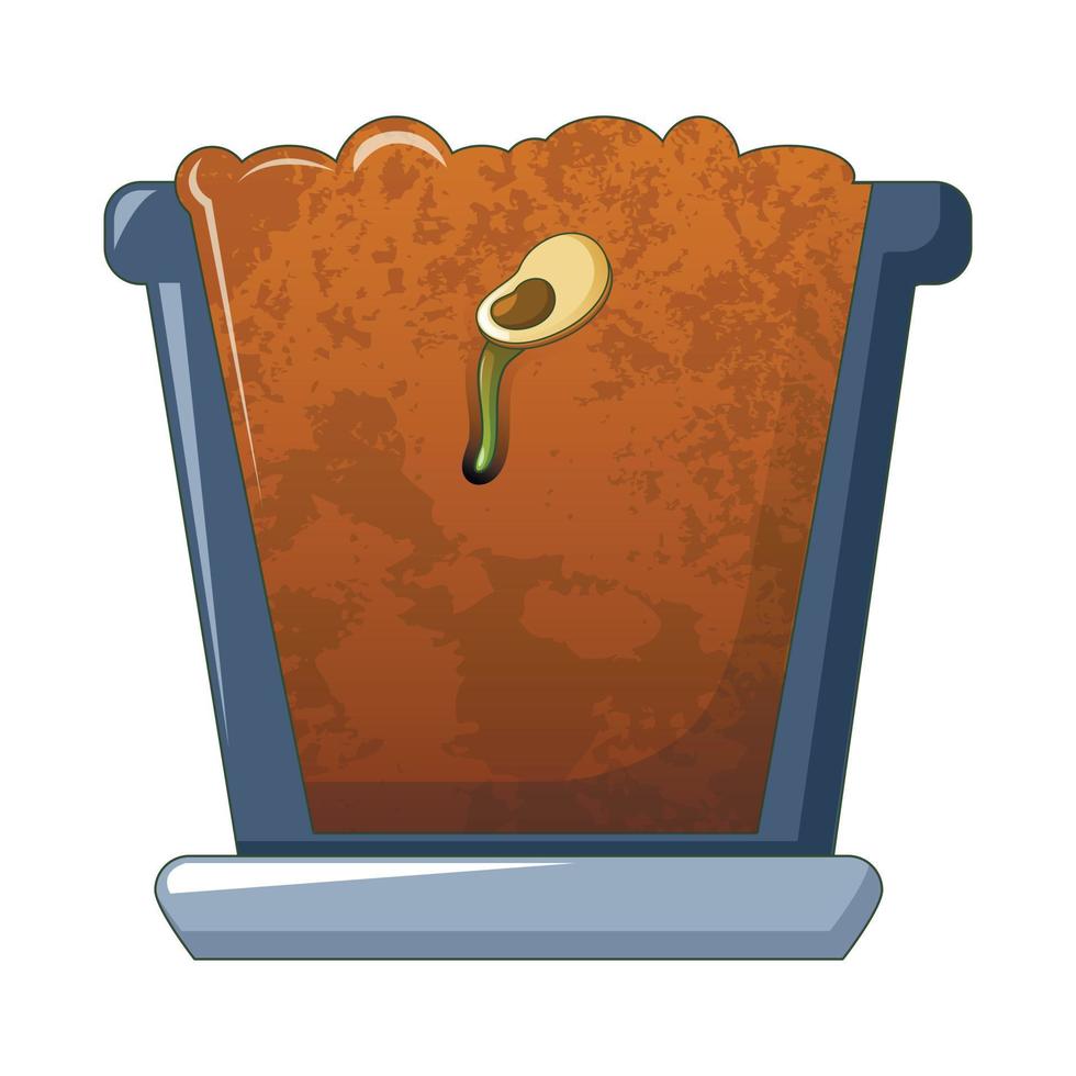 Bean in ground icon, cartoon style vector