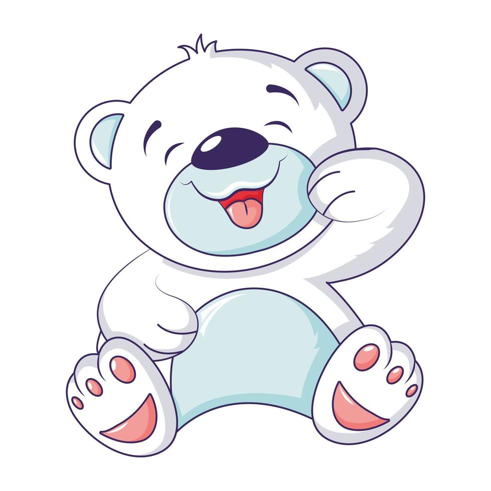 lindo, oso blanco, icono, caricatura, estilo vector