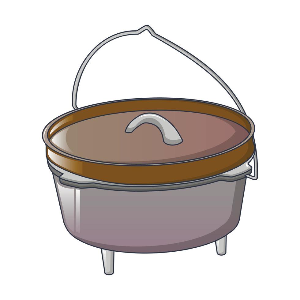 Camp cauldron for cooking icon, cartoon style vector