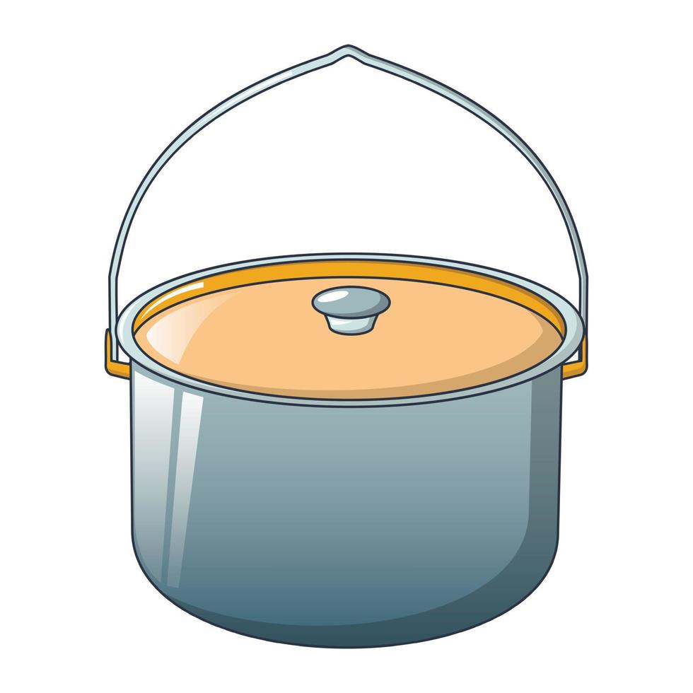 Big cauldron for camp icon, cartoon style vector