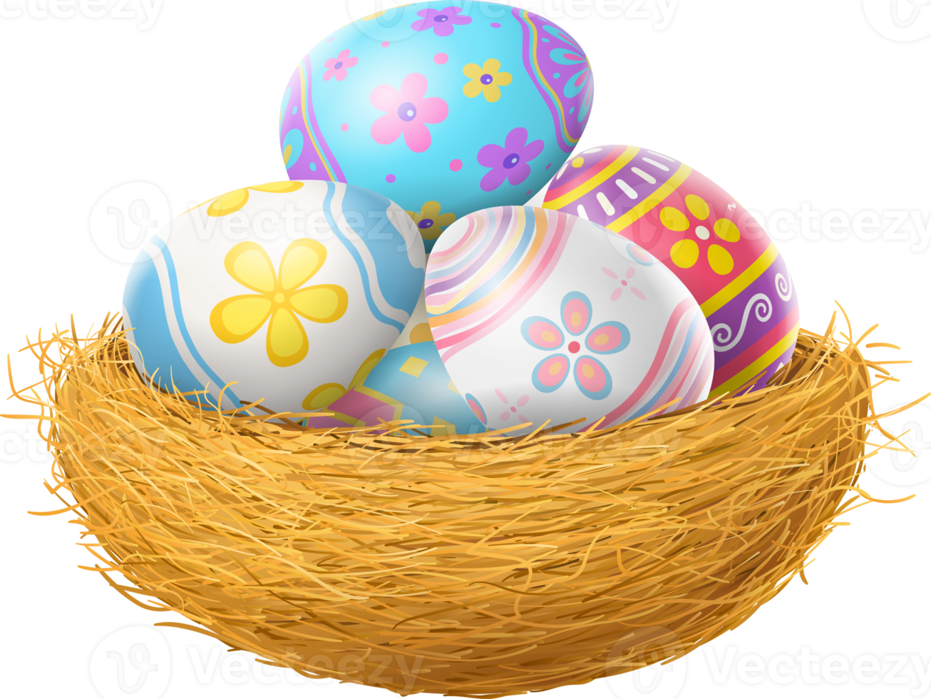 Happy Easter day eggs in nest png