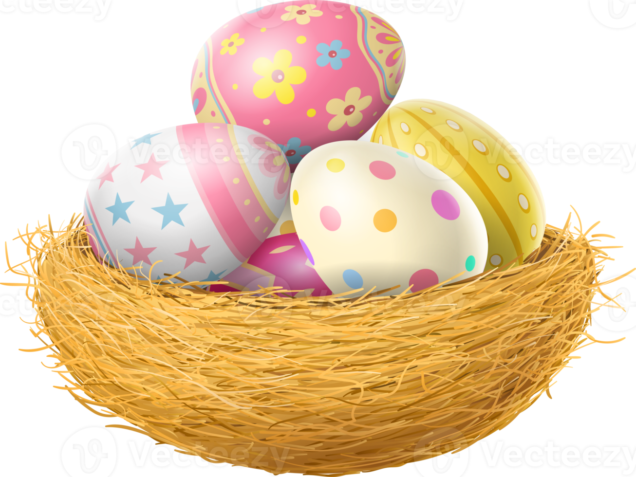 Happy Easter day eggs in nest png