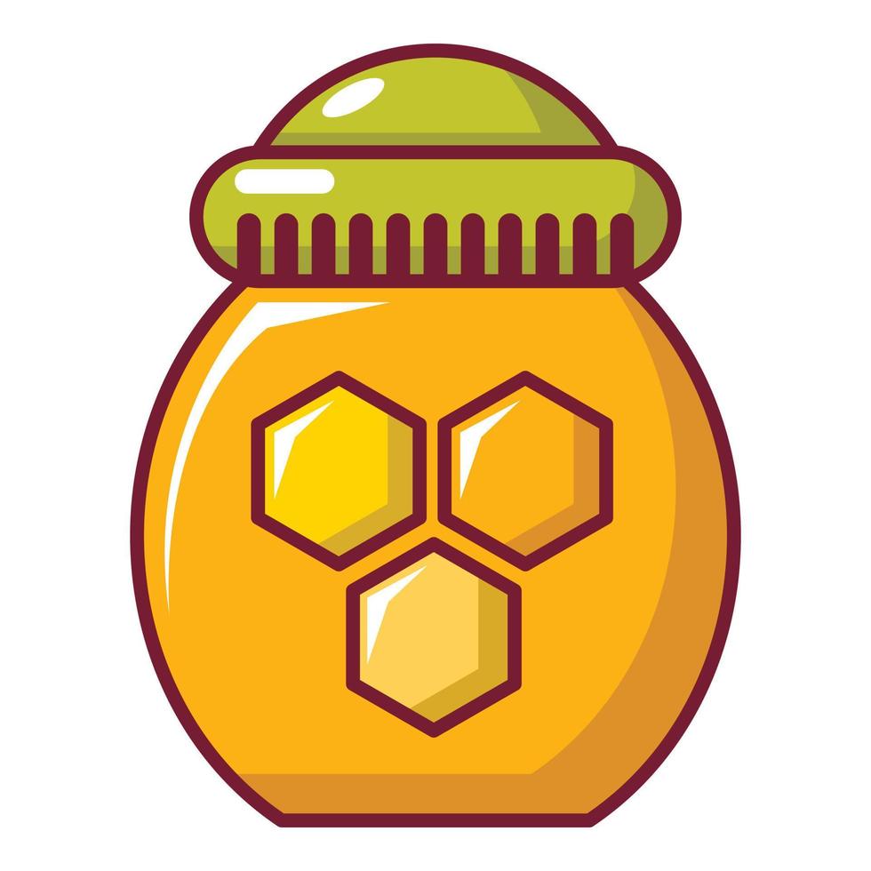 Honey pot icon, cartoon style vector