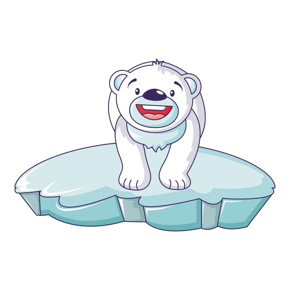 Polar bear on iceberg icon, cartoon style vector