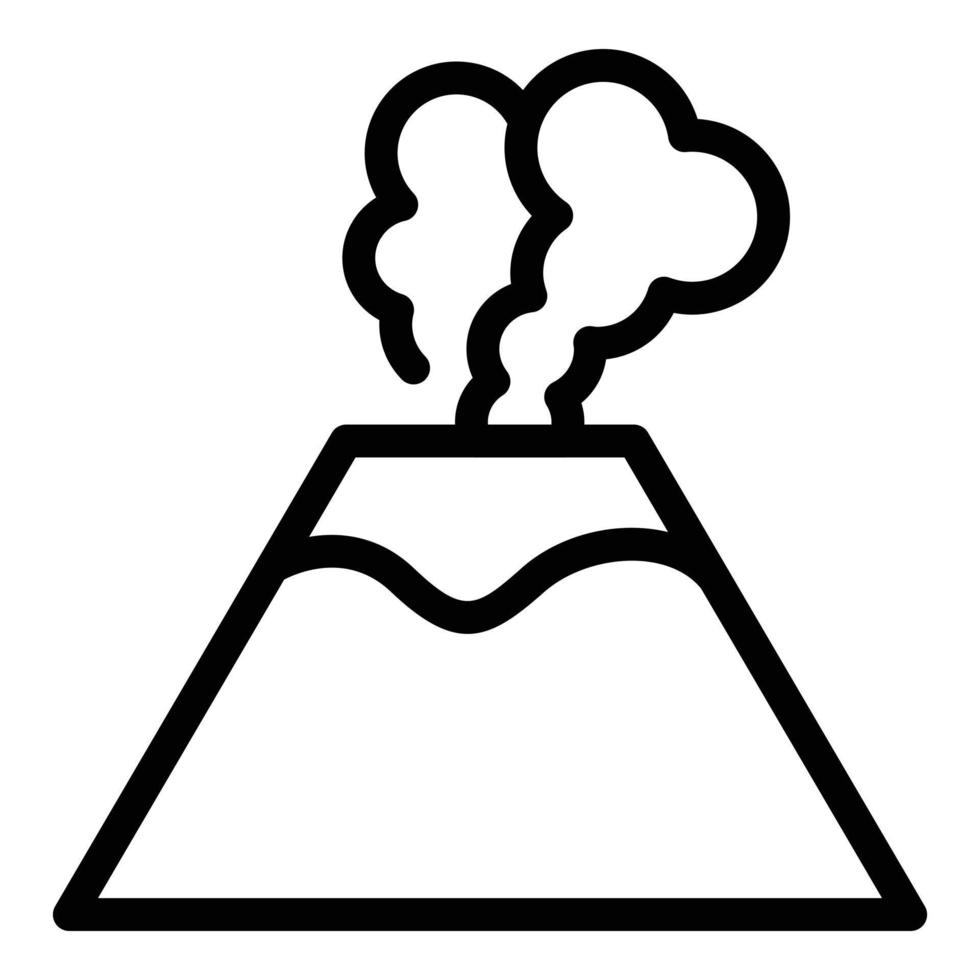 vector de contorno de icono de volcán de piedra. erupción volcánica