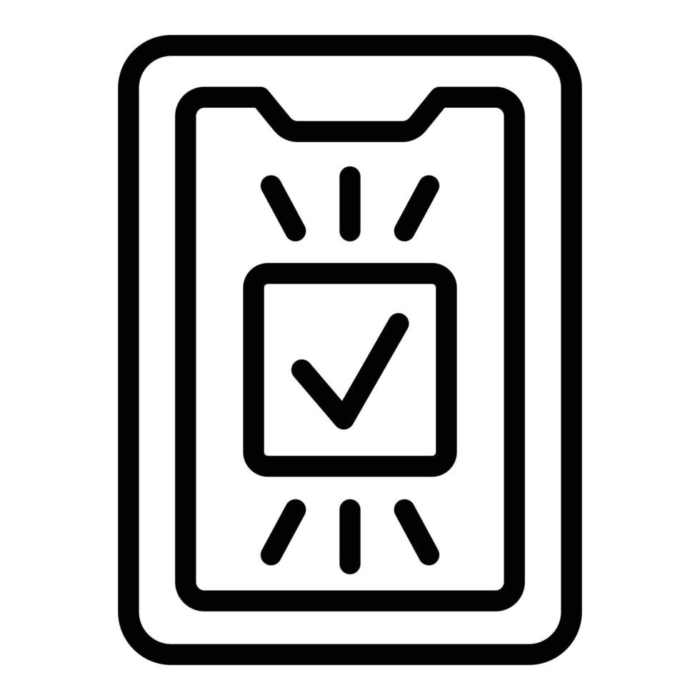 Approved phone login icon outline vector. Computer form vector