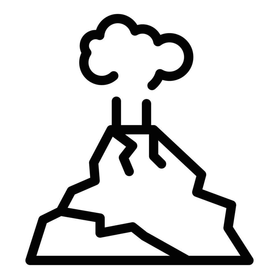 vector de contorno de icono de cráter de isla. lava de magma