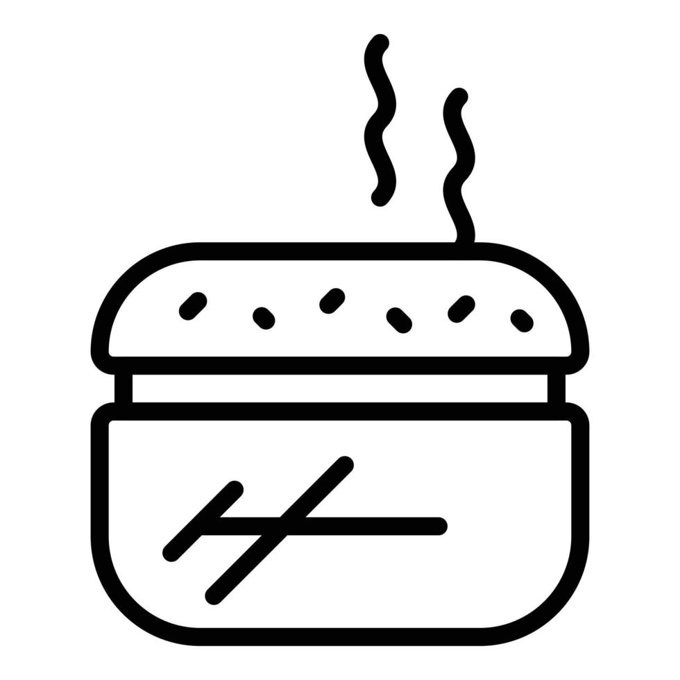 vector de contorno de icono de hamburguesa caliente. plato de comida