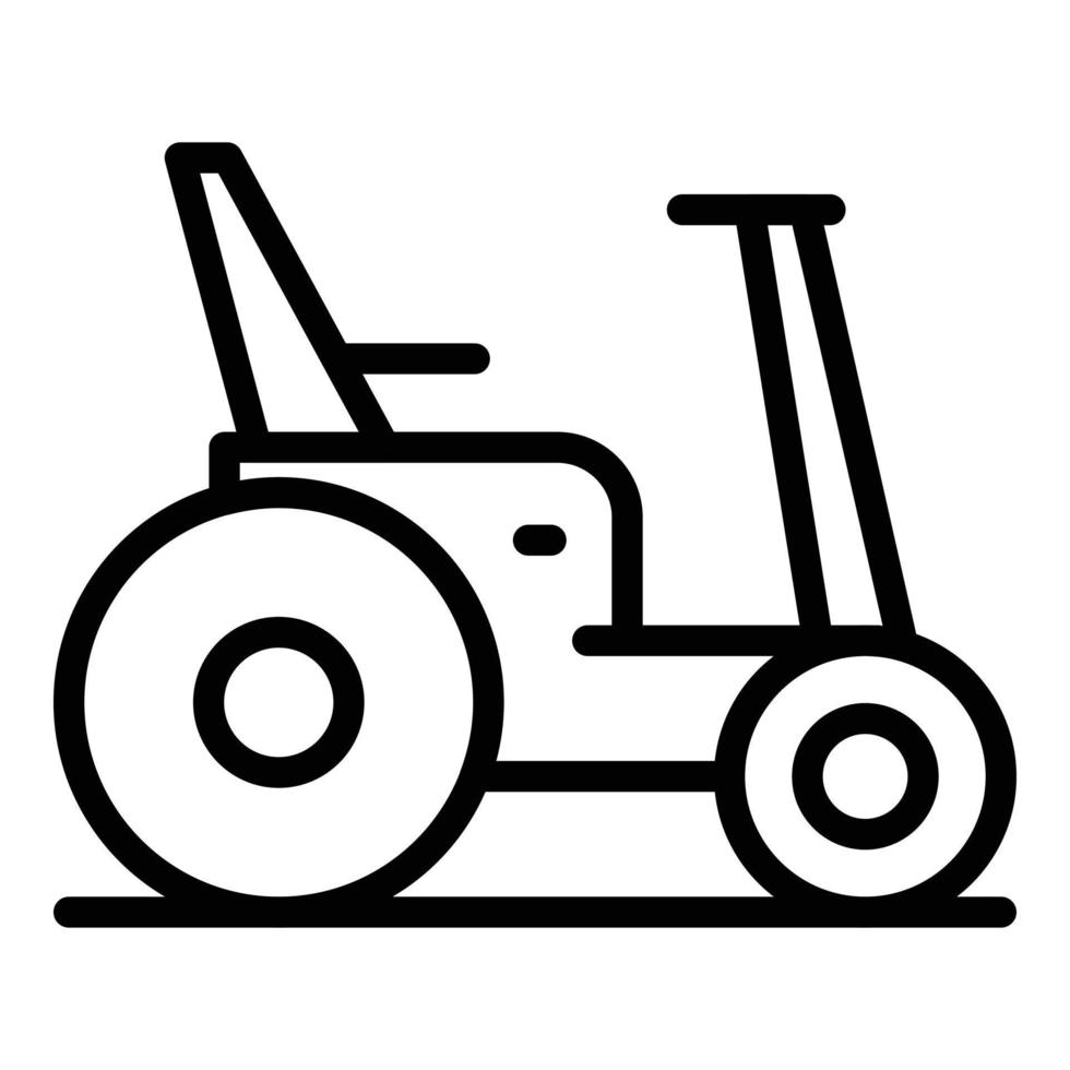 vector de contorno de icono de silla de ruedas eléctrica motorizada. rueda motora