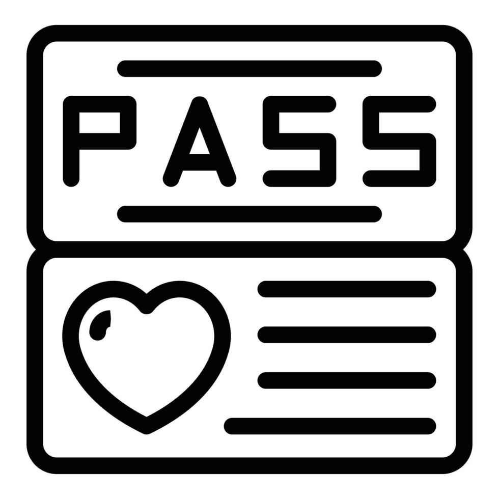 vector de contorno de icono de pase de salud. vacuna de pasaporte