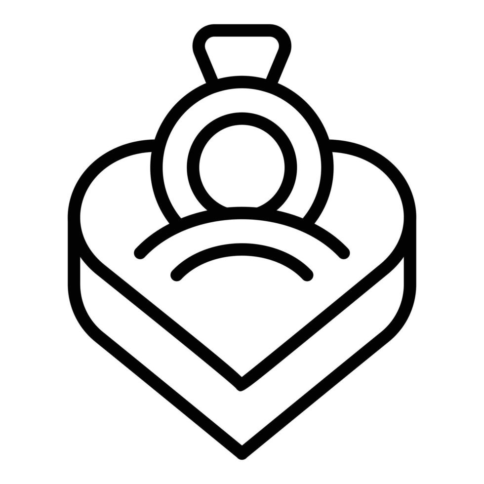 vector de contorno de icono de anillo de diamante de boda. servicio de eventos