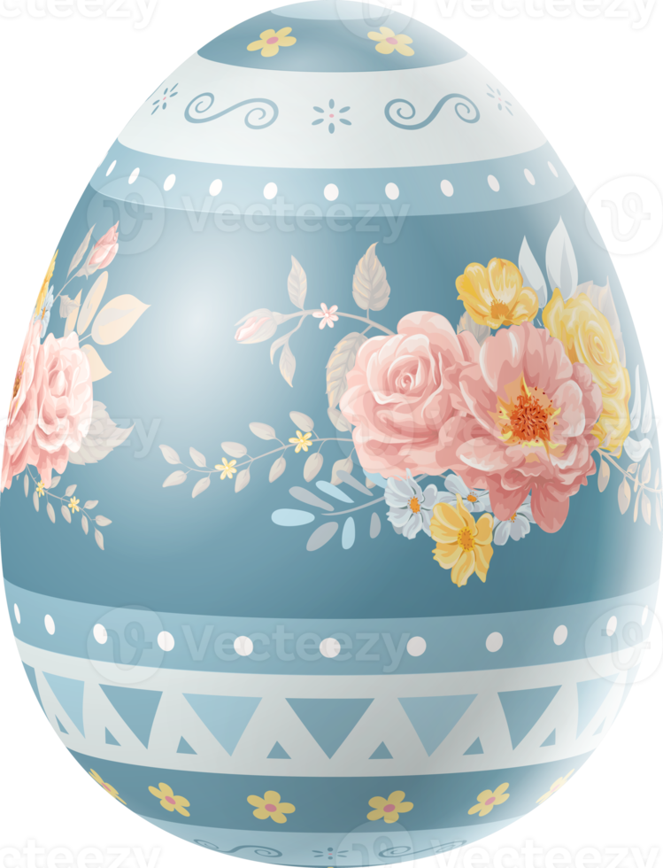 Happy Easter Day colorful egg rose isolated png