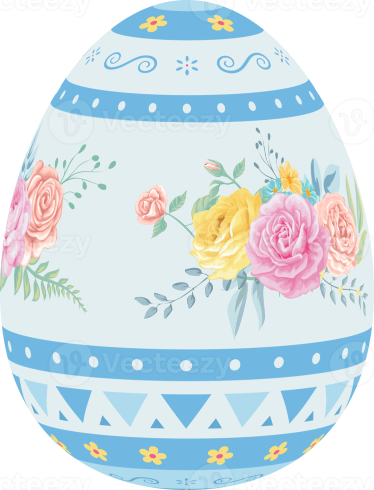 Happy Easter Day colorful egg rose isolated png