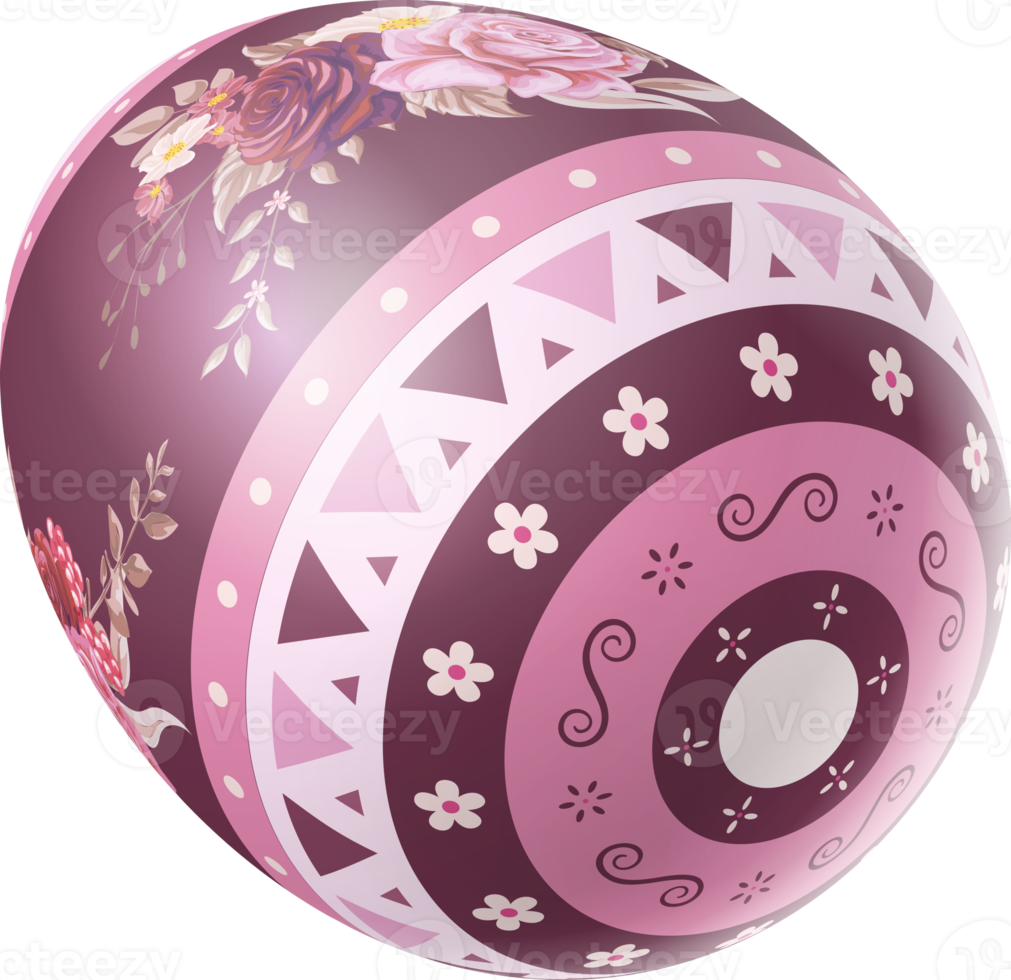 Happy Easter Day colorful egg rose isolated png
