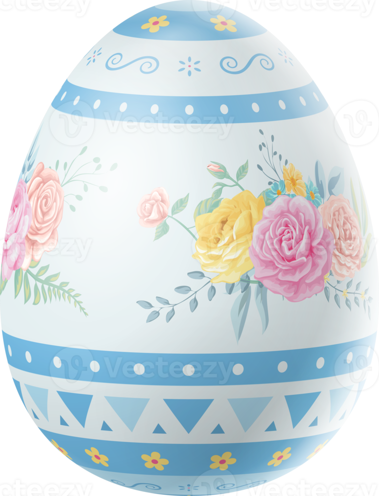 Happy Easter Day colorful egg rose isolated png