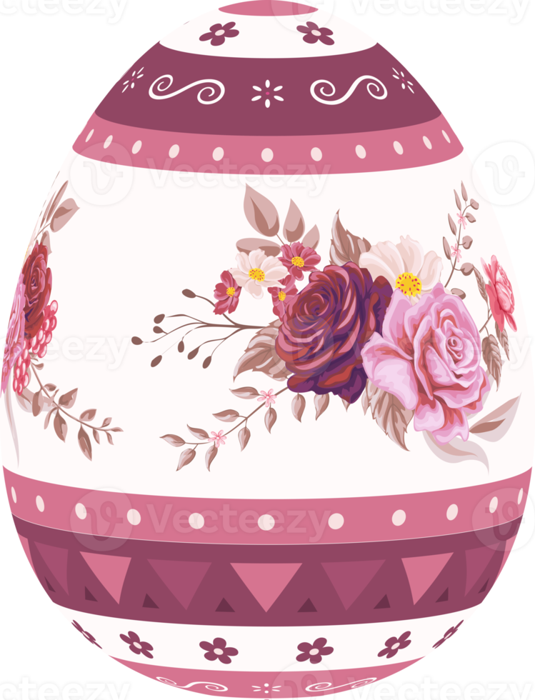 Happy Easter Day colorful egg rose isolated png